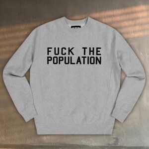 FUCKTHEPOPULATION FTP VARSITY CREWNECK heather grey sweater skate skateboarding